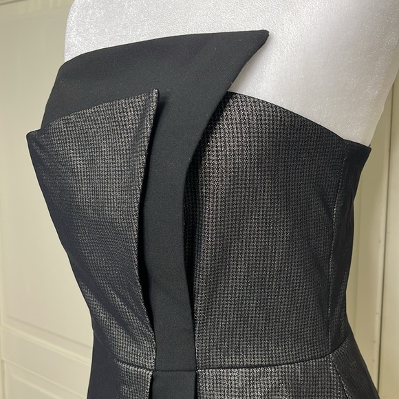 Black Halo Women’s Top Strapless Black/Metallic Embelishments Size 4 - Picture 2 of 11